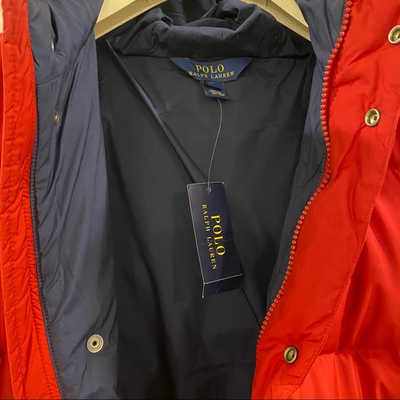 POLO RALPH LAUREN Boy's Red Hooded Down Puffer Jacket Coat XL (18-20) NEW - Picture 6 of 6